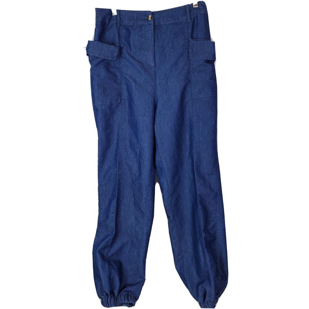 Live by Design Jogger Pants Blue High‎ Waisted Size Large Pockets Tapered